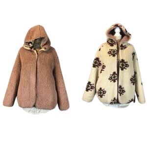 NWT Fuzzy Cozy Teddy Reversible Cardigan Coat open front LOve Tree size medium
